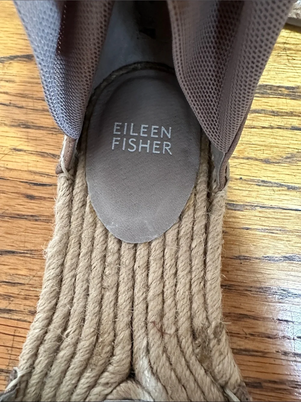 Eileen Fisher Taupe Brown Espadrille Ankle-Wrap Sandals
